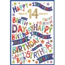 AGE 14 CARDS, 6's Male Text & Stars
