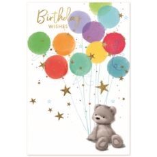 BIRTHDAY CARDS,6's Teddy & Balloons