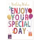 BIRTHDAY CARDS,6's Presents, Balloons & Text