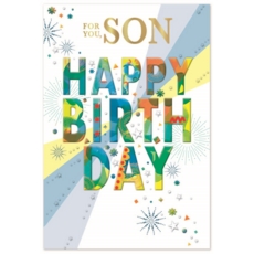 BIRTHDAY CARDS,Son 6's Text & Stars