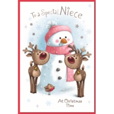 XMAS CARDS,Niece 6's Snowman & Reindeer