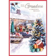 XMAS CARDS,Grandson 6's Christmas Tree outside Pub