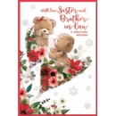 XMAS CARDS,Sister & Brother in Law 6's Teddies in Glasses