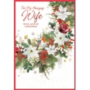 XMAS CARDS,Wife 6's Robin in Floral Wreath