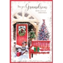 XMAS CARDS,Grandson 6's Decorated Snowy Front Garden