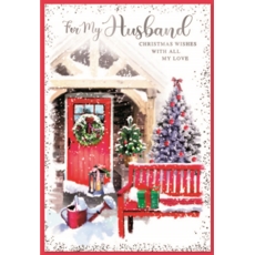 XMAS CARDS,Husband 6's Decorated Snowy Front Garden