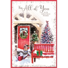 XMAS CARDS,To All of You 6's Decorated Snowy Front Garden