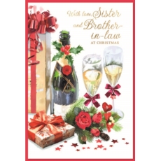 XMAS CARDS,Sister & Brother in Law 6's Champagne & Flutes