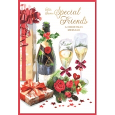XMAS CARDS,Special Friends 6's Champagne & Flutes