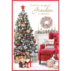 XMAS CARDS,Grandson 6's Decorated Living Room