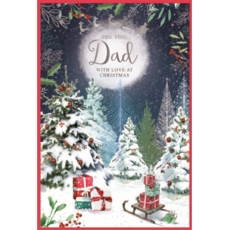 XMAS CARDS,Dad 6's Sleigh & Presents in Forest