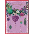XMAS CARDS,Granddaughter 6's Baubles & Wreath Purple