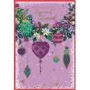 XMAS CARDS,Special Friend 6's Baubles & Wreath Purple