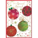 XMAS CARDS,Special Friend 6's Coloured Baubles