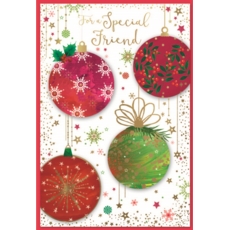 XMAS CARDS,Special Friend 6's Coloured Baubles