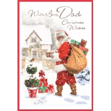 XMAS CARDS,Dad 6's Santa in Snow with Presents
