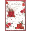 XMAS CARDS,To Both 6's Red Presents & Poinsettia