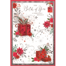 XMAS CARDS,To Both 6's Red Presents & Poinsettia