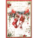 XMAS CARDS,Special Couple 6's Stockings on the Fireplace