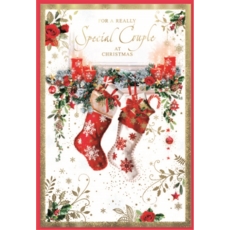 XMAS CARDS,Special Couple 6's Stockings on the Fireplace