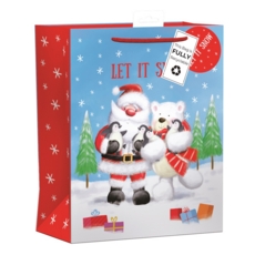 GIFT BAG,Santa & Friends (Large)  Recylcable (Was 1.39)