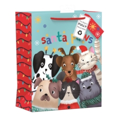 GIFT BAG,Santa Paws (Large)  Recylcable (Was 1.39)