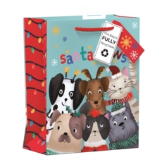 GIFT BAG,Santa Paws (Medium) Recylcable (Was 0.99)
