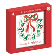 BOXED CARDS,Handcrafted Layered Wreath 6's (Was 1.49)