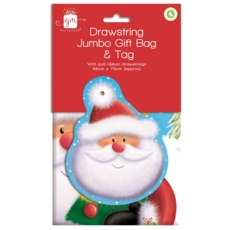 SANTA SACK,Drawstring,Novelty Printed (Jumbo) 46 x 70cm
