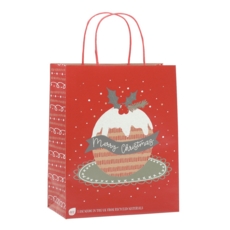 GIFT BAG,Christmas Pudding (Medium) Recylcable (Was 1.29)