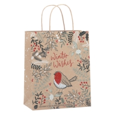GIFT BAG,Winter Robin (Medium) Recylcable (Was 1.29)