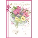 BIRTHDAY CARDS,Sister 6's Floral Vase