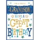 BIRTHDAY CARDS,Grandson 6's Text & Stars