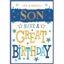BIRTHDAY CARDS,Son 6's Text & Stars