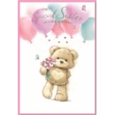 BIRTHDAY CARDS,Sister 6's Teddy & Balloons Pink