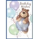 BIRTHDAY CARDS,6's Bear & Balloons Blue