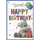 BIRTHDAY CARDS,Grandad Teddy, Present & Balloons