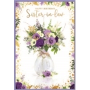 BIRTHDAY CARDS,Sister in Law 6's Floral Glass Vase