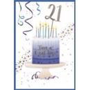 AGE 21 CARDS, 6's Male Cake & Candles