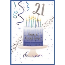 AGE 21 CARDS, 6's Male Cake & Candles