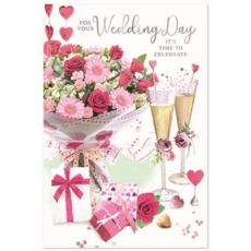 WEDDING DAY CARDS,6's Floral Presents & Bubbly