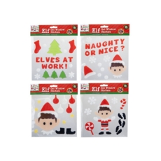 WINDOW STICKERS,Naughty Elves 4 Assorted 20 x 20cm