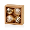 TREE DECORATION,Bauble Gold 80mm Geo Design 4's