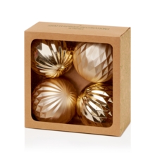 TREE DECORATION,Bauble Gold 80mm Geo Design 4's