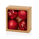 TREE DECORATION,Bauble Red 80mm Geo Design 4's