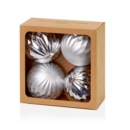 TREE DECORATION,Bauble Silver 80mm Geo Design 4's