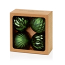 TREE DECORATION,Bauble Green 80mm Geo Design 4's