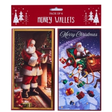 XMAS MONEY WALLETS,Traditional Santa 4's