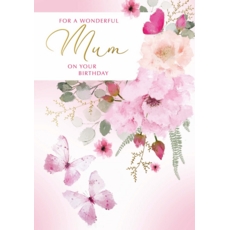 BIRTHDAY CARDS,Mum 6's Floral Text