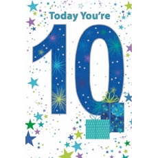AGE 10 CARDS,Male 6's Present & Stars